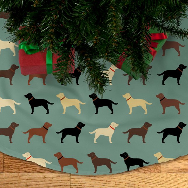 Labrador Retriever Dog Silhouettes Labs Christmas Brushed Polyester Tree Skirt (Creator Uploaded)
