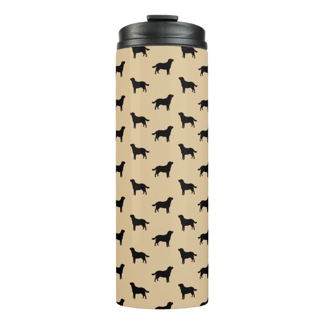 Labrador Retriever Dog Silhouettes Pattern Beige Thermal Tumbler (Front)