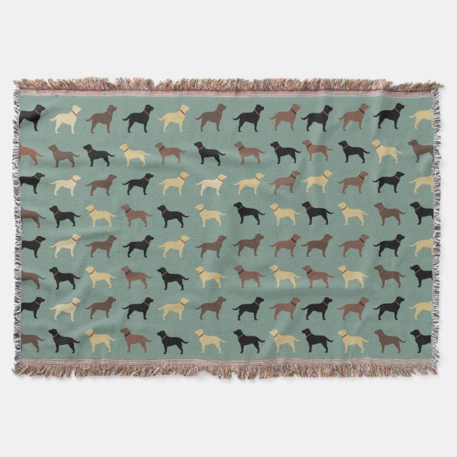 Labrador Retriever Dog Silhouettes Pattern Labs Throw Blanket (Front)