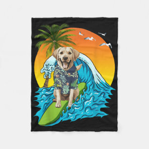 Labrador Retriever Dog Surfing Surfer Hawaii Summe Fleece Blanket