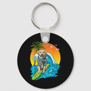 Labrador Retriever Dog Surfing Surfer Hawaii Summe Key Ring