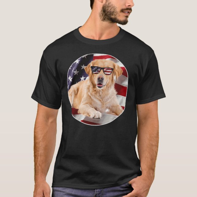 Labrador Retriever Dog Usa Flag Patriot T-Shirt (Front)