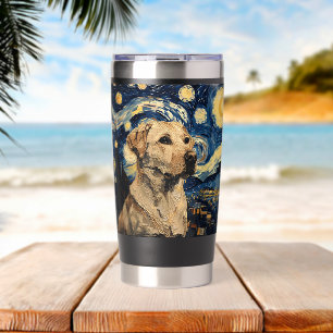 Labrador Retriever Dog Van Gogh Style Starry Night Insulated Tumbler