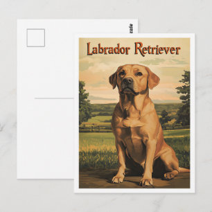 Labrador Retriever Dog Vintage Art Postcard