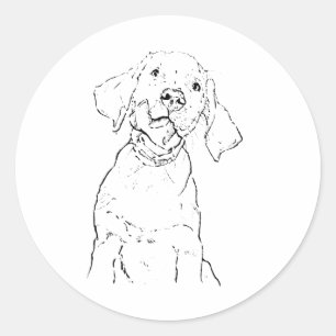 Labrador Retriever Dog Wall Art, Poster Drawing Classic Round Sticker