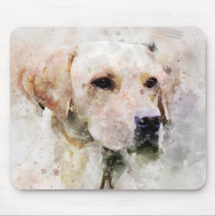 Labrador Retriever Dog Watercolor Portrait 02 Mouse Mat