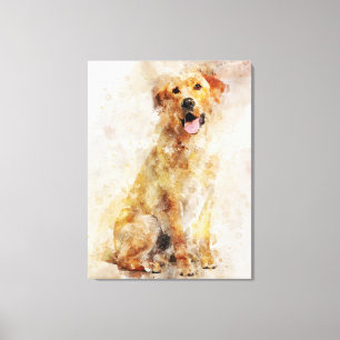 Labrador Retriever Dog Watercolor Portrait 04 Canvas Print