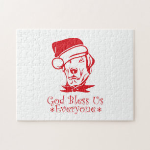 Labrador retriever dog wearing Santa Claus hat Jigsaw Puzzle