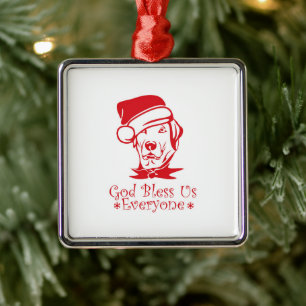 Labrador retriever dog wearing Santa Claus hat Metal Tree Decoration