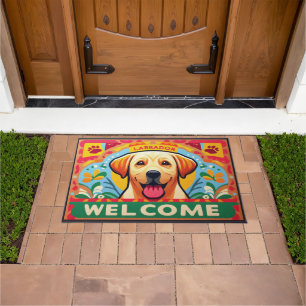 Labrador Retriever Dog Welcome Colourful Border Doormat