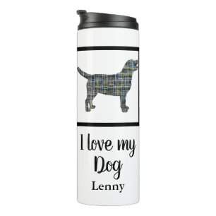 Labrador Retriever Dog Yellow & Blue Silhouette Thermal Tumbler