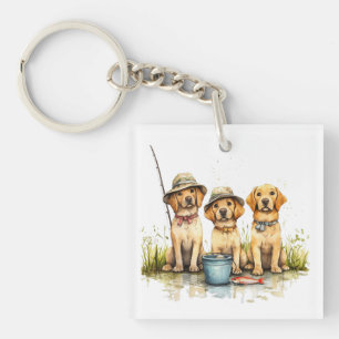Labrador Retriever Dogs Fishing Key Ring