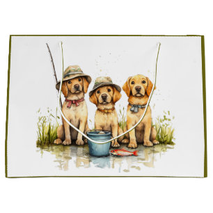 Labrador Retriever Dogs Fishing Large Gift Bag