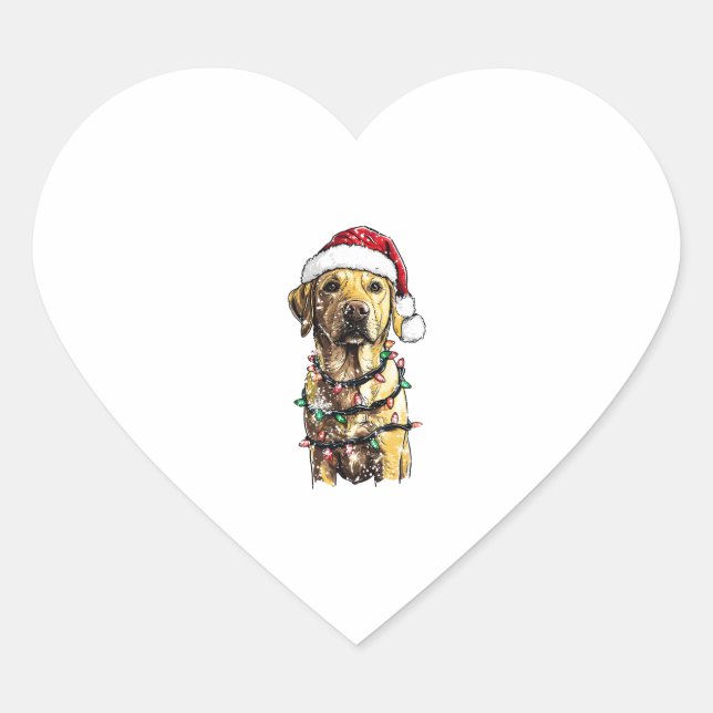 Labrador Retriever Dogs Tree Christmas Sweater Xma Heart Sticker (Front)