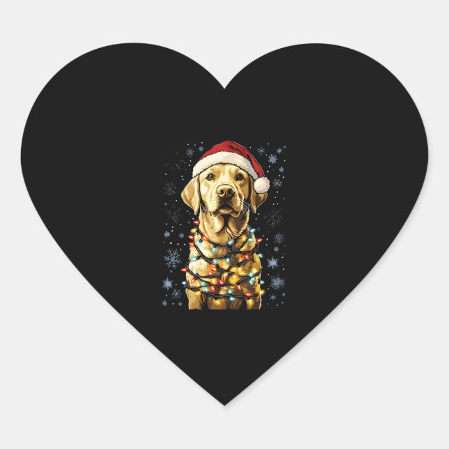 Labrador Retriever Dogs Tree Christmas Sweater Xma Heart Sticker (Front)