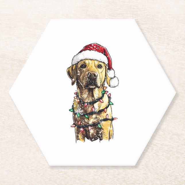 Labrador Retriever Dogs Tree Christmas Sweater Xma Paper Coaster (Front)