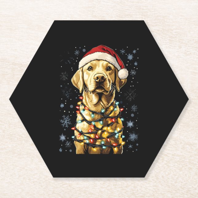 Labrador Retriever Dogs Tree Christmas Sweater Xma Paper Coaster (Front)