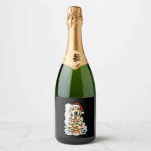 Labrador Retriever Dogs Tree Christmas Sweater Xma Sparkling Wine Label