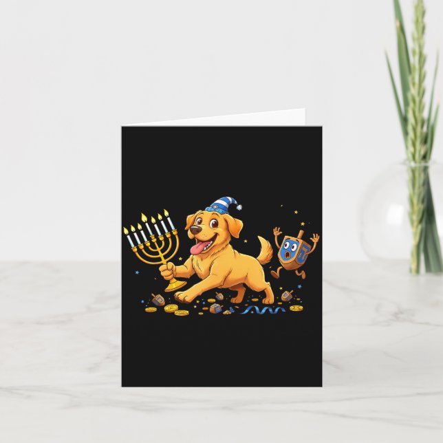 Labrador Retriever Dreidel Menorah Hanukkah Kids W Card (Front)