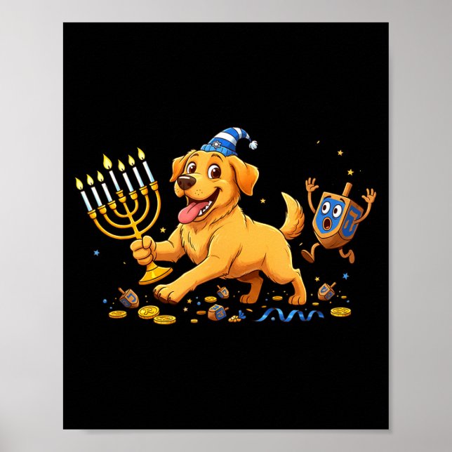Labrador Retriever Dreidel Menorah Hanukkah Kids W Poster (Front)