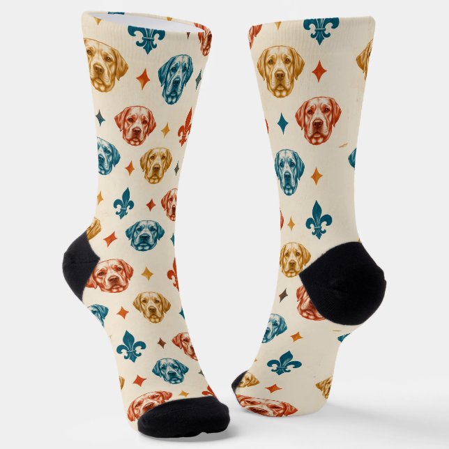 Labrador Retriever Fleur Pattern Socks (Angled)