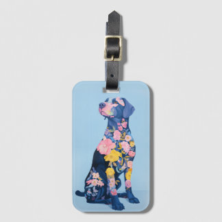 Labrador Retriever Floral Luggage Tag