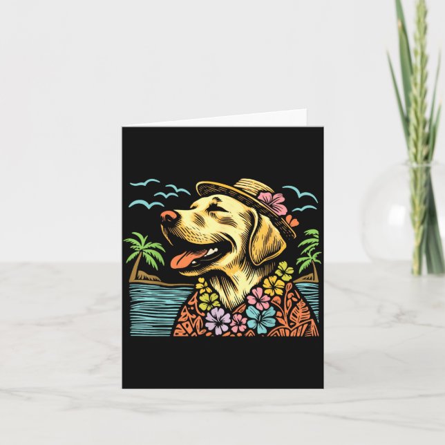 Labrador Retriever Floral Trocal Summer Vibes Hawa Card (Front)