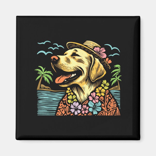 Labrador Retriever Floral Trocal Summer Vibes Hawa Magnet (Front)