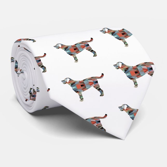 Labrador Retriever Geometric Pattern Silhouette Tie (Rolled)