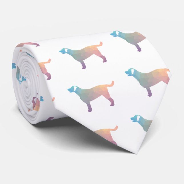 Labrador Retriever Geometric Pattern Silhouette Tie (Rolled)