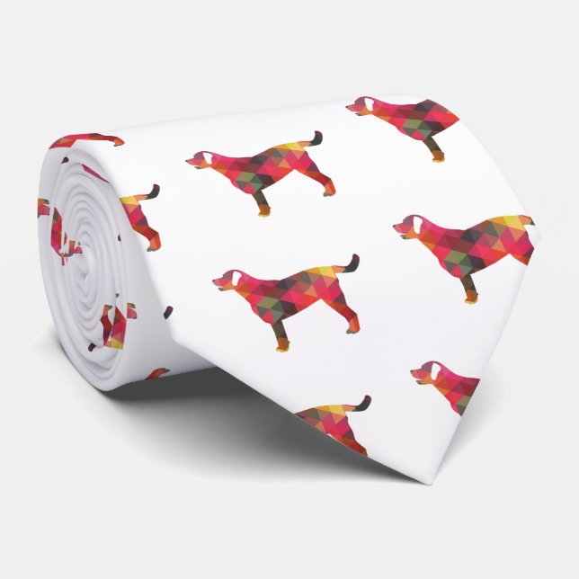 Labrador Retriever Geometric Pattern Silhouette Tie (Rolled)