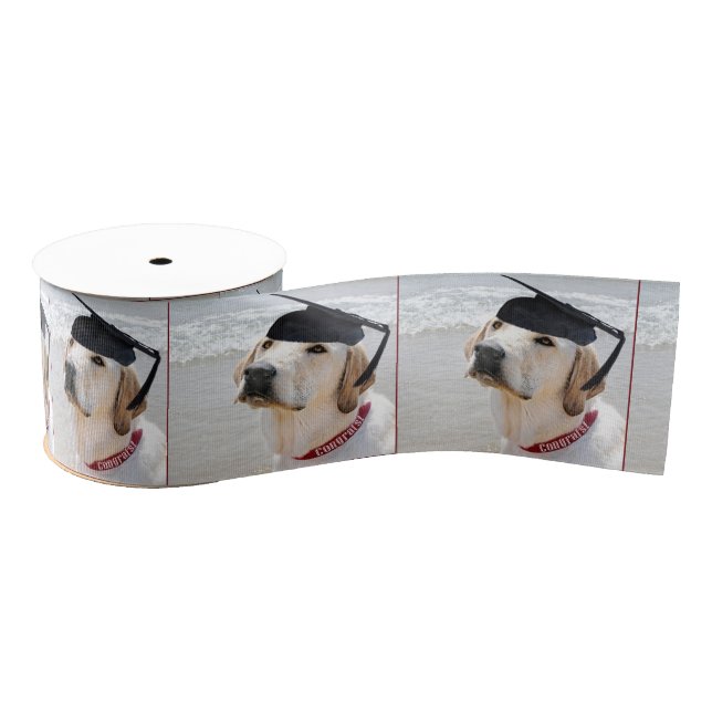 Labrador Retriever Graduate With Cap Grosgrain Ribbon (Spool)