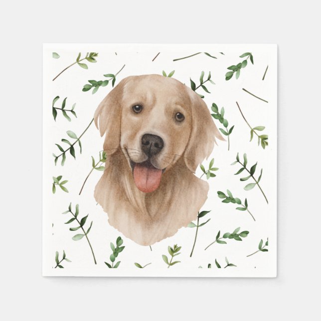 Labrador Retriever Greenery Boho Baby Shower Napkin (Front)