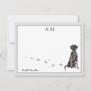 Labrador Retriever Grey Border Monogram Note Card