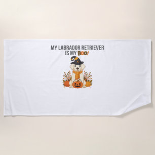 Labrador Retriever Halloween Dog Funny Spooky Boo Beach Towel