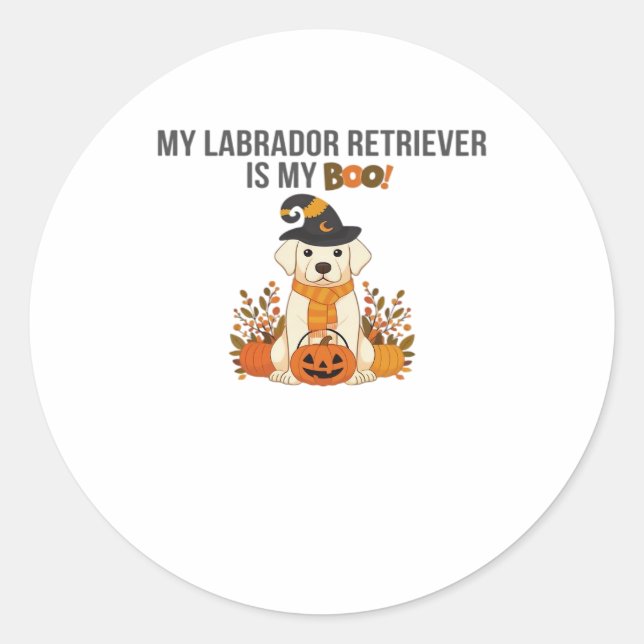 Labrador Retriever Halloween Dog  Funny Spooky Boo Classic Round Sticker (Front)