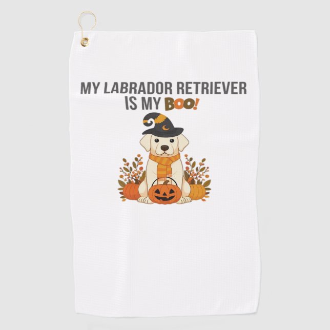 Labrador Retriever Halloween Dog  Funny Spooky Boo Golf Towel (Front)