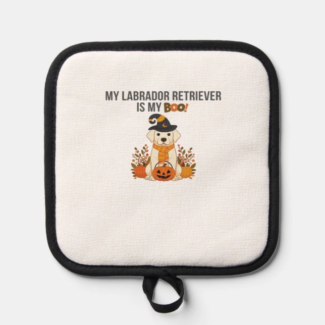 Labrador Retriever Halloween Dog  Funny Spooky Boo Pot Holder (Front)
