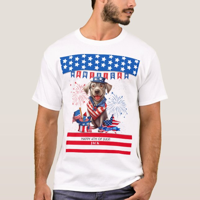 Labrador Retriever Happy 4Th Of July Independence T-Shirt (Front)