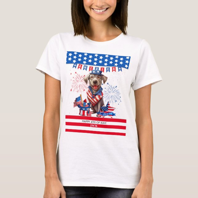 Labrador Retriever Happy 4Th Of July Independence T-Shirt (Front)