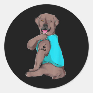 Labrador Retriever I Love Dad Tattoo Apparel, Dog  Classic Round Sticker