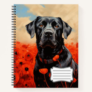 Labrador retriever in poppies notebook
