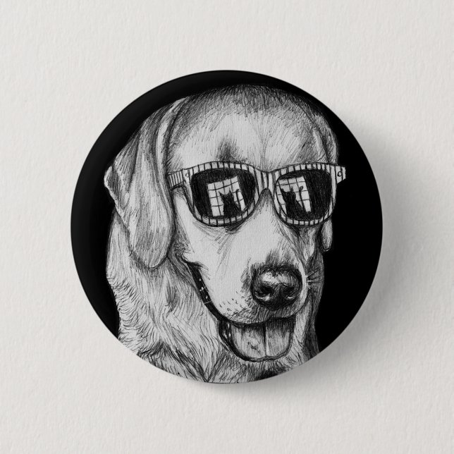 Labrador Retriever in Shades with Cat Reflection 6 Cm Round Badge (Front)