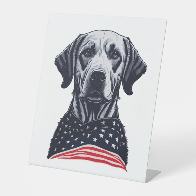 labrador retriever Independence Day Pedestal Sign (Front)