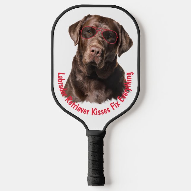 Labrador Retriever Kisses Fix Everything Pickleball Paddle (Front)