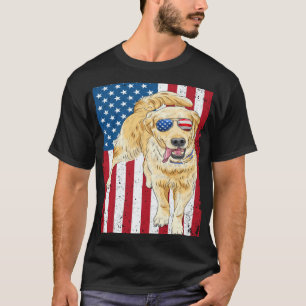 Labrador Retriever Lab Dad Mum American Flag Yello T-Shirt
