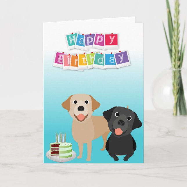 Labrador Retriever Lab dog Birthday cake Card (Front)
