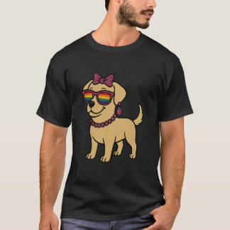 Labrador Retriever LGBTQ Pride Rainbow Glam Funny  T-Shirt
