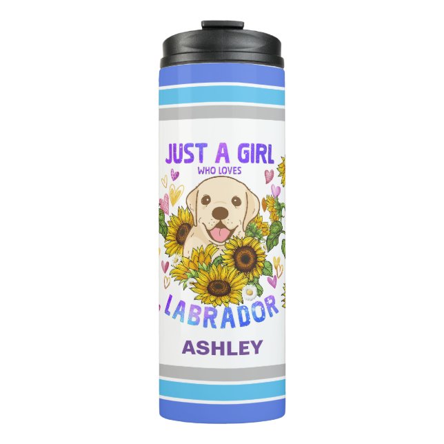 Labrador Retriever Lover Sunflower Trainer Floral Thermal Tumbler (Front)
