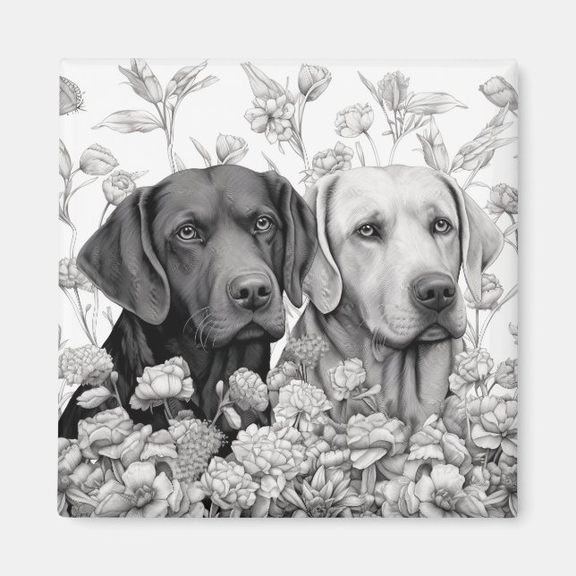Labrador Retriever Magnet - Two Dogs (Front)